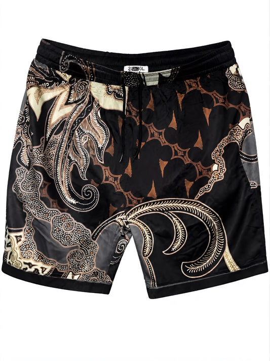 22INC Luxury Paisley Short Set – Black / Cream