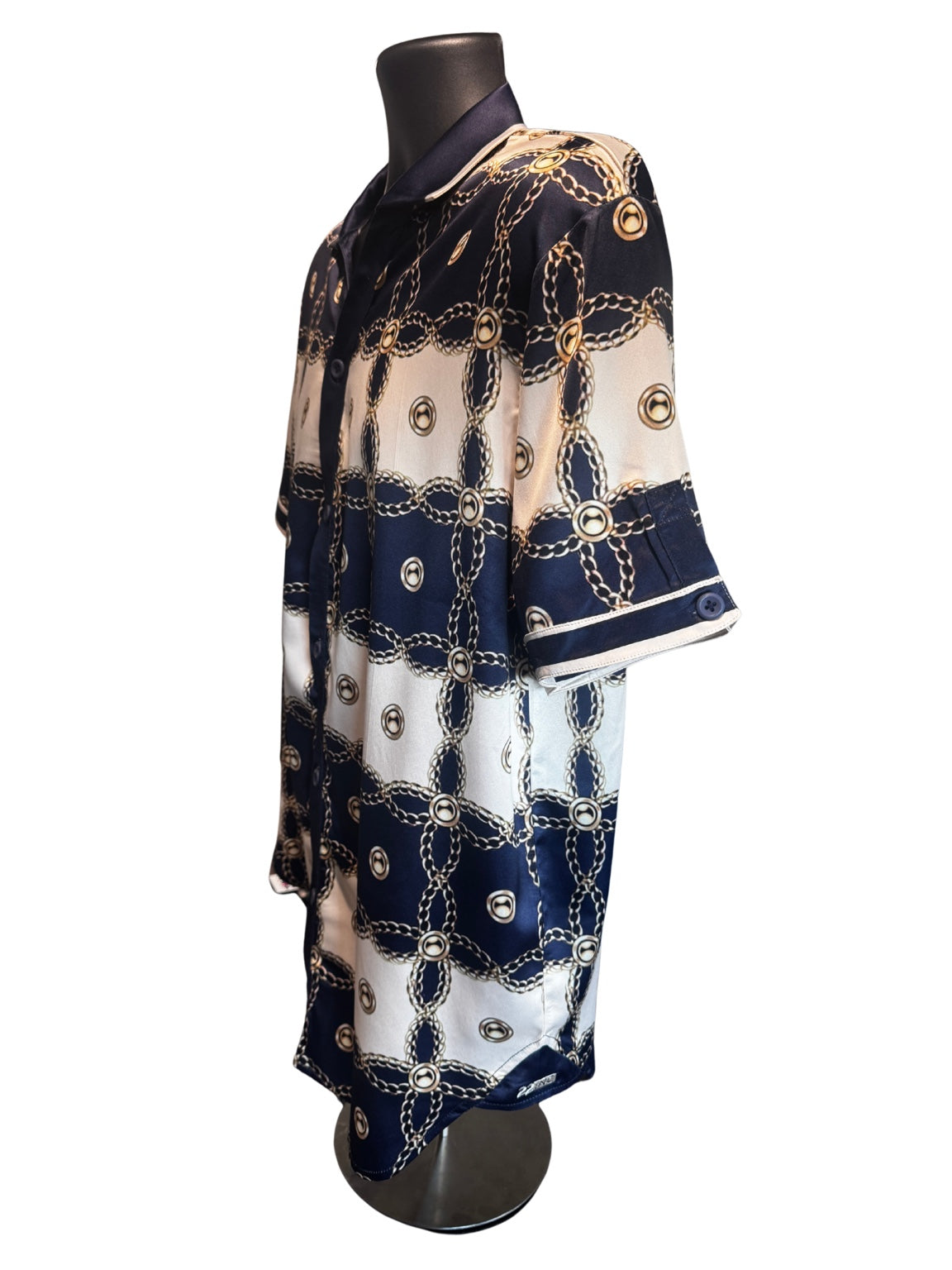 22INC Luxury Chain Link Short Set – Navy / Cream
