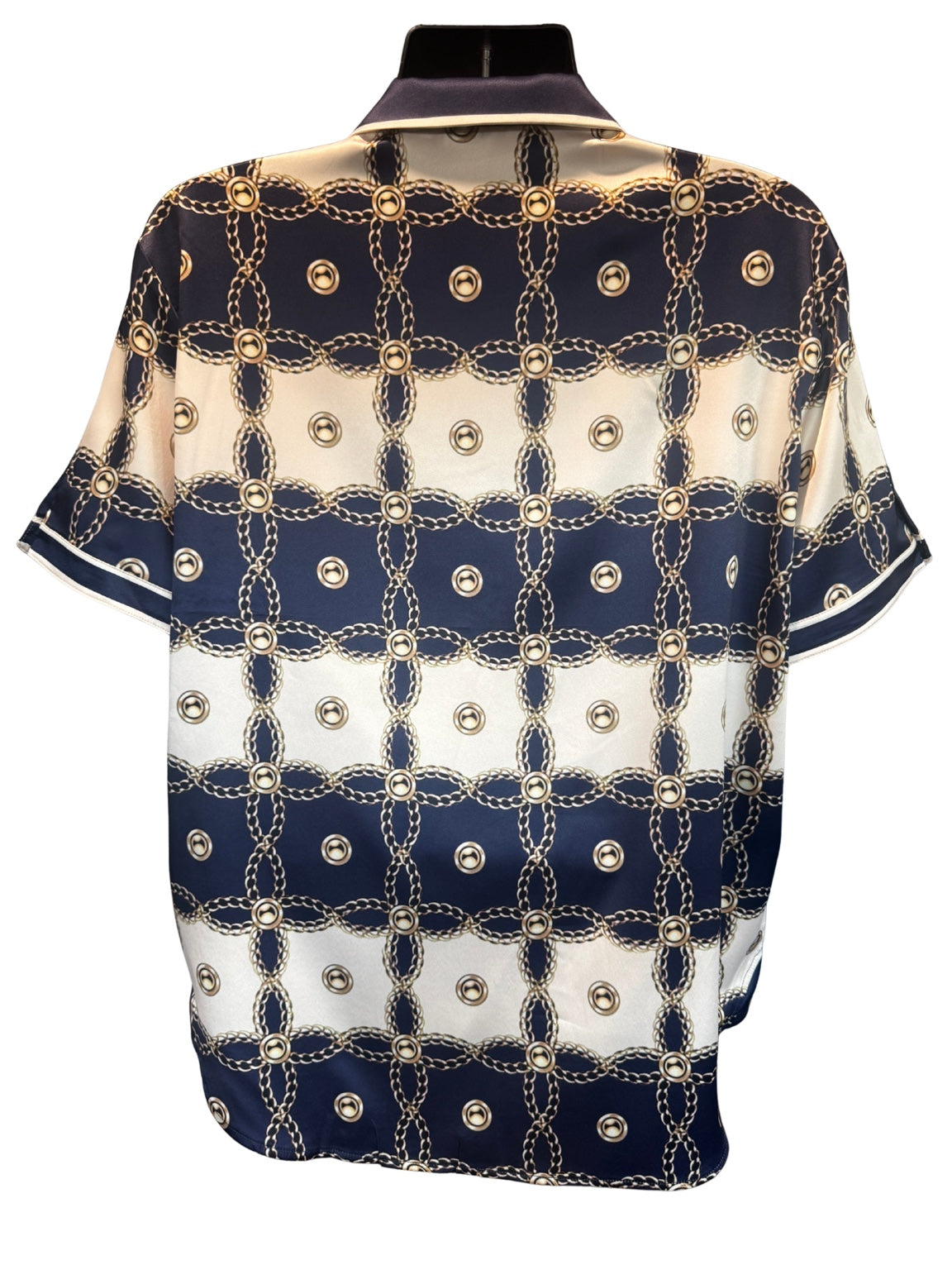 22INC Luxury Chain Link Short Set – Navy / Cream