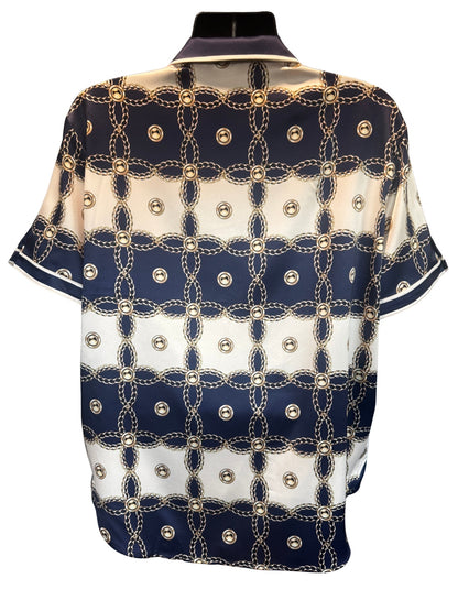 22INC Luxury Chain Link Short Set – Navy / Cream