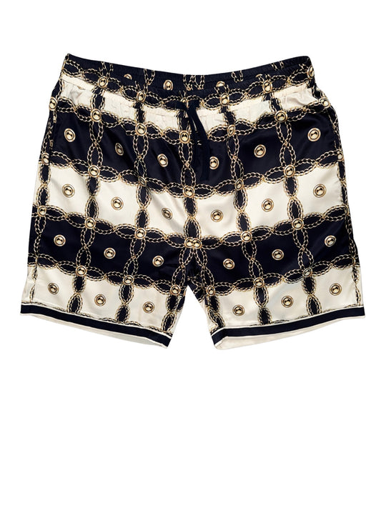 22INC Luxury Chain Link Short Set – Navy / Cream
