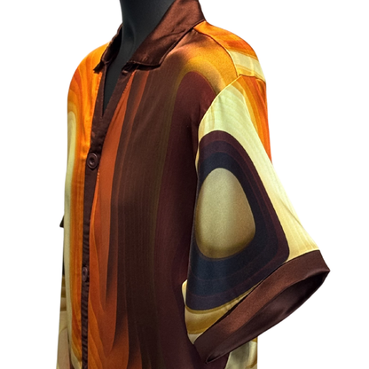 Gentleman's Collection Luxury Orange/Brown Silk Shirt
