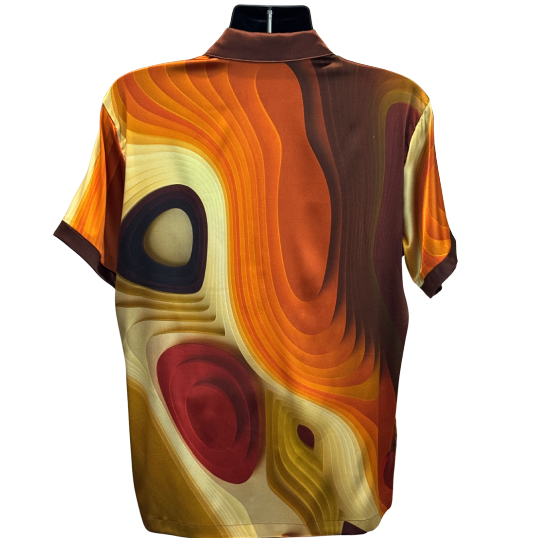 Gentleman's Collection Luxury Orange/Brown Silk Shirt