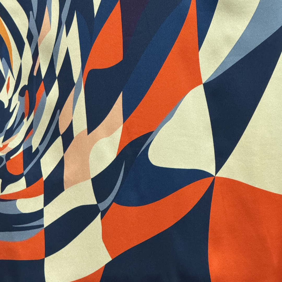 Gentleman's Collection Luxury Orange/Navy Print Silk Shirt