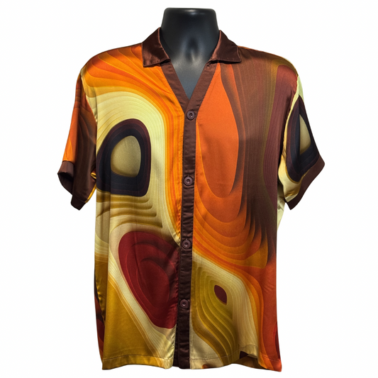 Gentleman's Collection Luxury Orange/Brown Silk Shirt